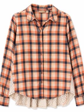 Anthropologie Holding Horses Cotton Boho Western Plaid Button Down Shirt- Sz 12